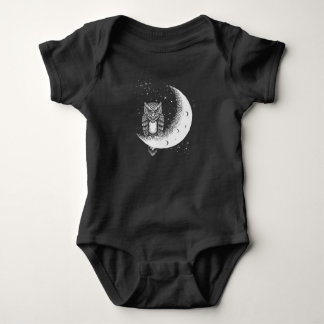 Owl Moon Celestial Bird Crescent Baby Bodysuit