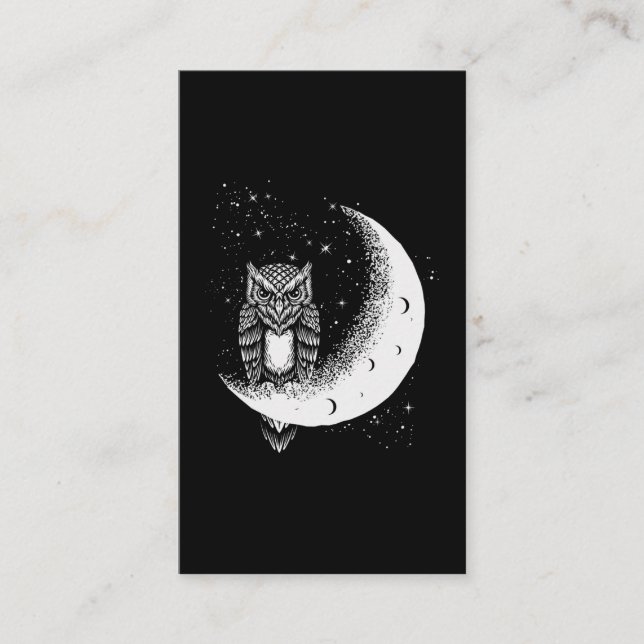 Owl Moon Celestial Bird Crescent Business Card (Front)
