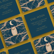 Owl Moon Mystical Magical Boho Colorful Square Business Card at Zazzle
