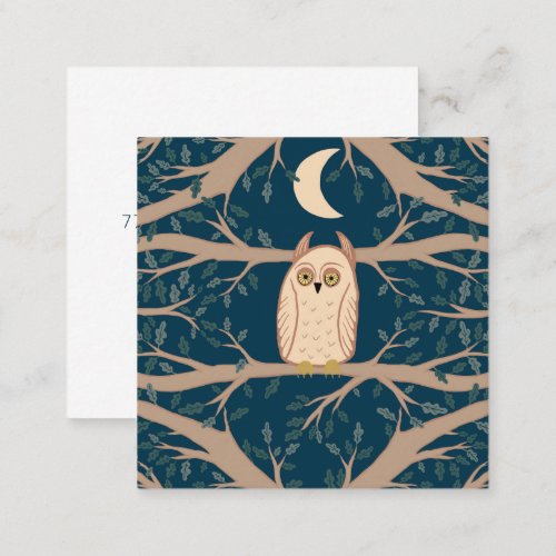 Owl Moon Mystical Magical Boho Colorful Square Business Card