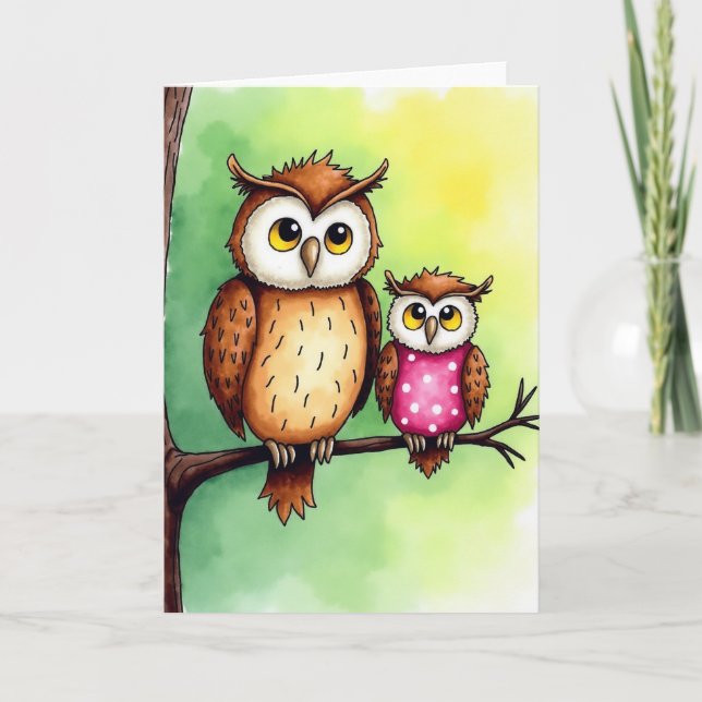 Owl Mothers Day Art Card (Front)