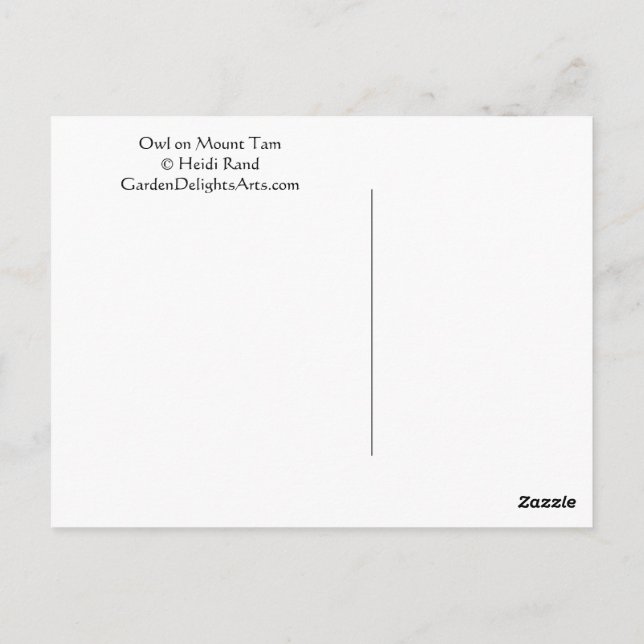 Owl Mount Tam Postcard (Back)