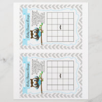 Owl Mustache Baby Shower Bingo Game, 2 a page