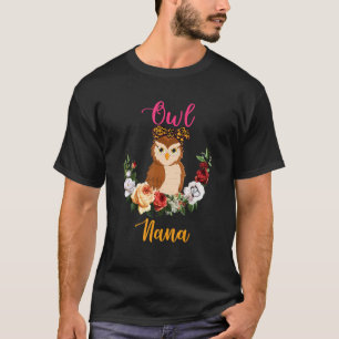 Owl Nana Floral Owl Bow Tie Lover Mother's Day T-Shirt