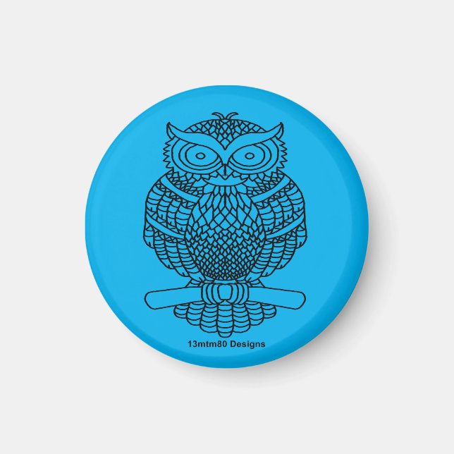 Owl (neon blue) - Magnet (Front)
