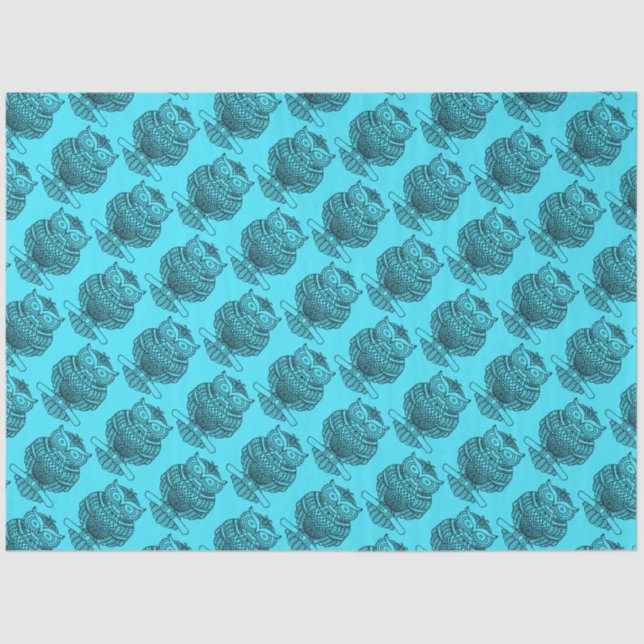 Owl (neon blue) - Tissue Paper (Front)