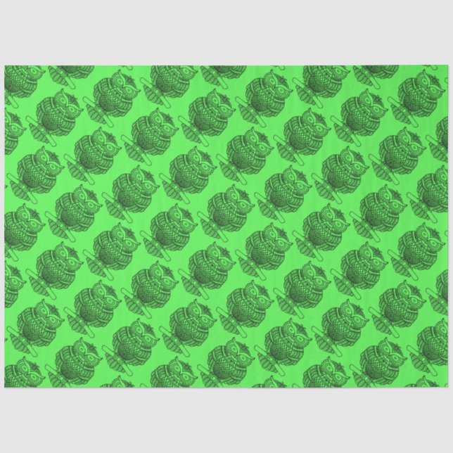 Owl (neon green) - Tissue Paper (Front)