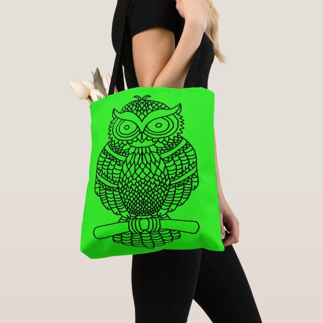 Owl (neon green) - Tote Bag (Close Up)