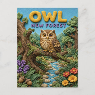 Owl New Forest Modern KlayKoo Postcard