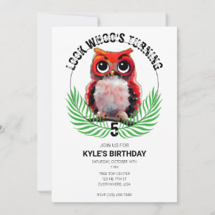 Owl Night Long Birthday Party Invitation