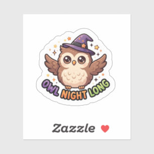 Owl Night Long Cute Owl Halloween Sticker