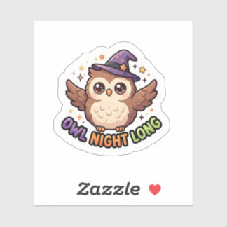 Owl Night Long Cute Owl Halloween Sticker