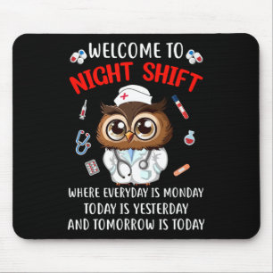 Owl Night Shift Funny Nurse Nursing Rn Lpn Cna For Mouse Pad