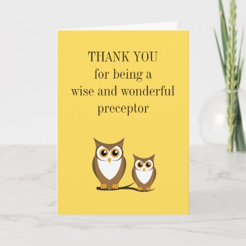Owl Nurse Preceptor Thank You Card