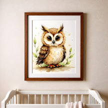 Owl Nursery Wall Art – Woodland Baby Room 