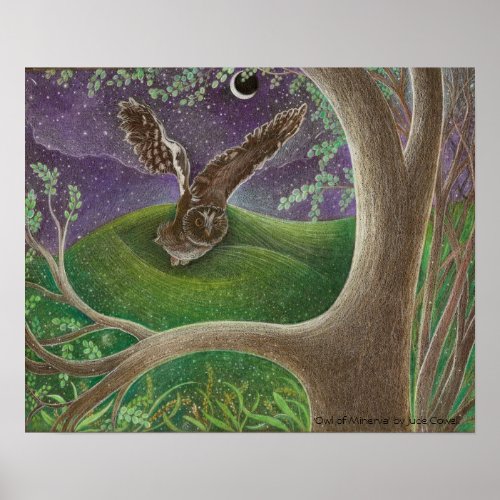 Owl of Minerva Art Poster bronze matte uv