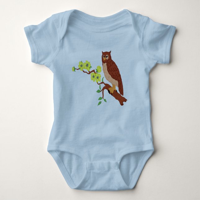 Owl on a Branch Baby  Baby Bodysuit (Front)
