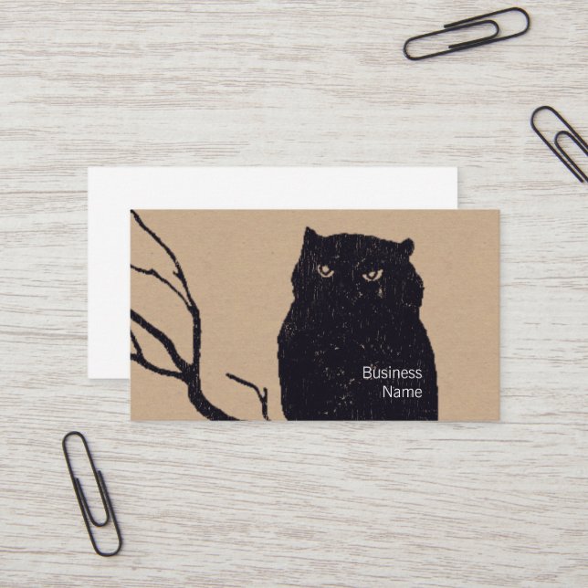 Owl on a Branch Business Card (Front/Back In Situ)