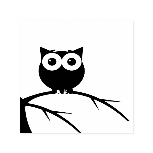 Owl on a branch illustration self-inking stamp (Design)