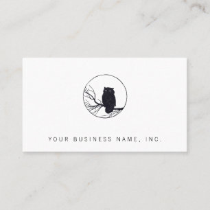 Owl on a Branch in a Circle Business Card