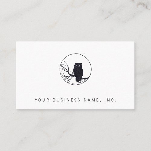 Owl on a Branch in a Circle Business Card Templates