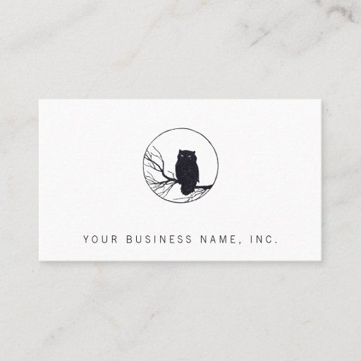 Customizable Owl on a Branch in a Circle Business Card Templates