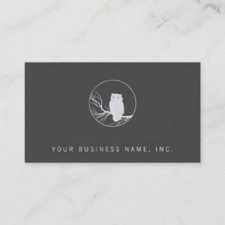 Owl on a Branch in a Circle Business Card