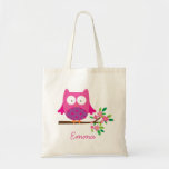Owl On A Branch Personalized Bag Tote For Girl at Zazzle