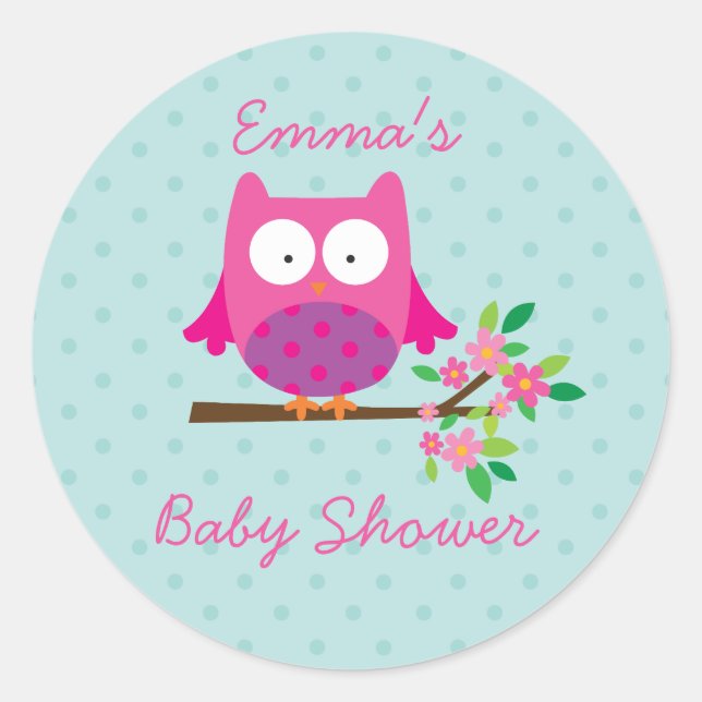 Owl on a Branch Personalized Sticker for Girl (Front)