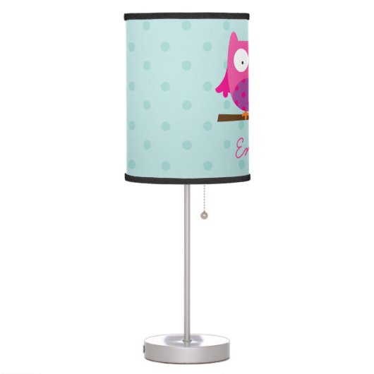 Owl on a Branch Personalized Table Lamp for Girl (Left)