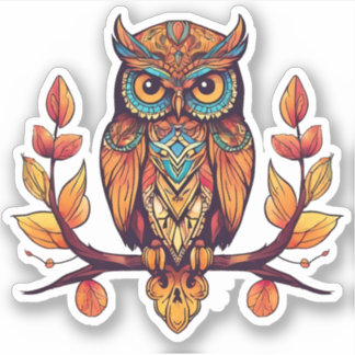 Owl on a Branch Sticker