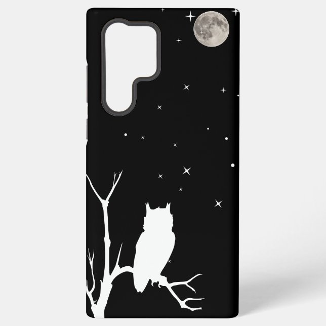 Owl on a Limb with Moon & Stars Samsung Galaxy Case (Back)