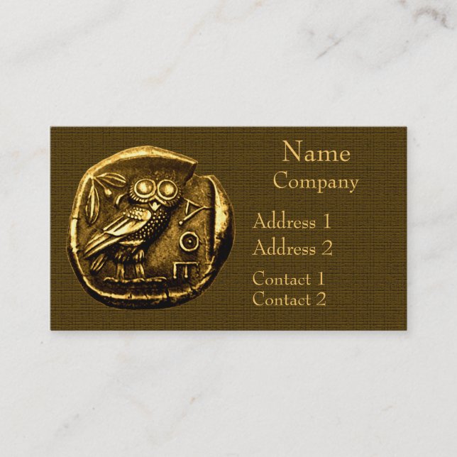 Owl on ancient greek coin business card (Front)