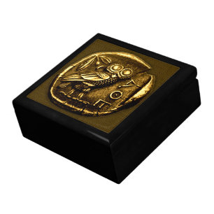Owl on ancient greek coin gift box