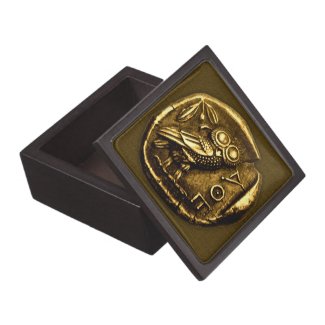 Owl on ancient greek coin keepsake box
