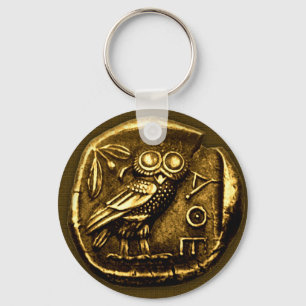 Owl on ancient greek coin keychain