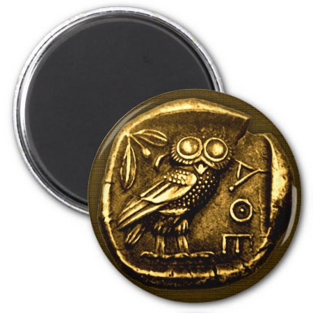 Owl On Ancient Greek Coin Magnet