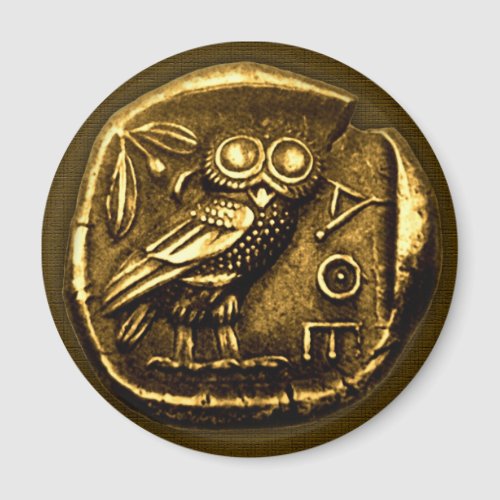 Owl on ancient greek coin magnet