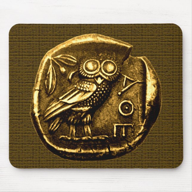 Owl on ancient greek coin mouse pad (Front)