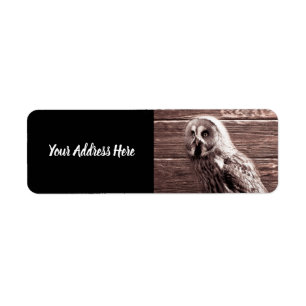 Owl on Barn Wood Label