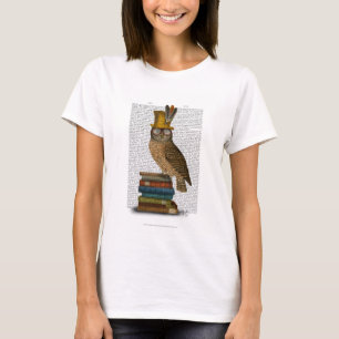 Owl On Books T-Shirt