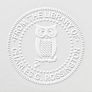 Owl on Branch Library Book Name #2 Embosser