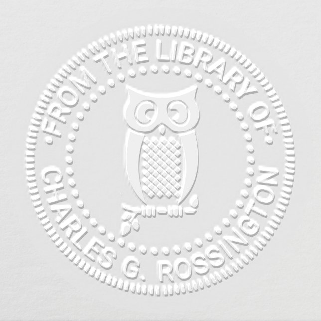 Owl on Branch Library Book Name #2 Embosser (Design)
