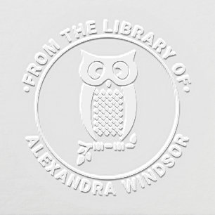 Owl on Branch Library Book Name Embosser