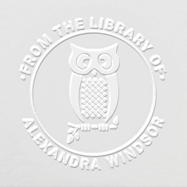 Owl on Branch Library Book Name Embosser (Design)