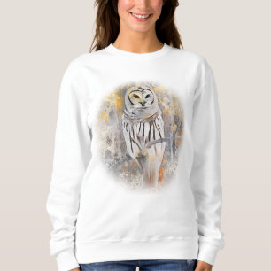 Owl on Branch Watercolor Fall Autumn Woodsy Sweatshirt