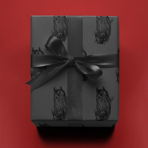 Owl on Gray   Wrapping Paper