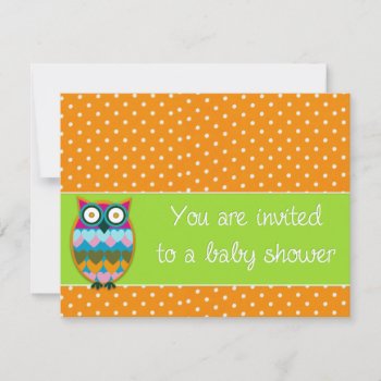 Owl On Polka Dots Baby Shower Invitation by dbvisualarts at Zazzle