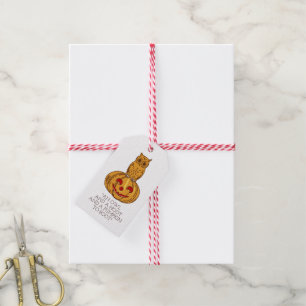 Owl on Pumpkin Gingham Pattern Gift Tags