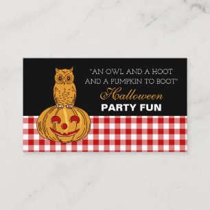 Owl on Pumpkin, Halloween Party Ticket Invitation